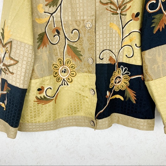 Vintage Indigo Moon boho sunflower patchwork jacket floral retro bohemian - Picture 2 of 12
